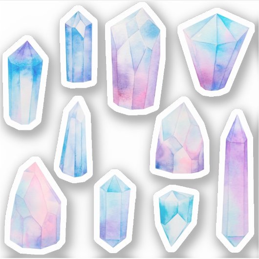 青色輝く結晶 シール (正面)
