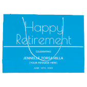 青色退職パーティー ラージペーパーバッグ (裏面)