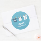 青色野球男の赤ちゃんシャワーパーティーラベル ラウンドシール (封筒)