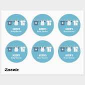 青色野球男の赤ちゃんシャワーパーティーラベル ラウンドシール (シート)