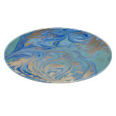 青色金ゴールドの水彩テクスチャ カッティングボード (角)