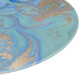 青色金ゴールドの水彩テクスチャ カッティングボード (角)