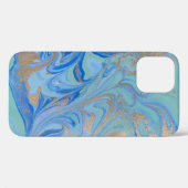 青色金ゴールドの水彩テクスチャ Case-Mate iPhoneケース (裏面 (横))