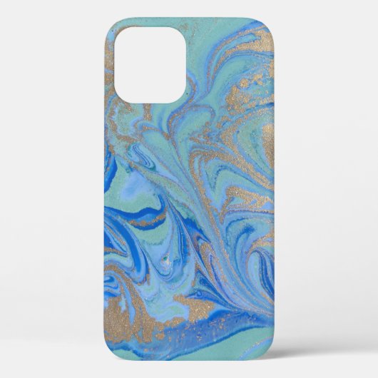 青色金ゴールドの水彩テクスチャ Case-Mate iPhoneケース (裏面)