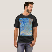 青色金ゴールドの水彩テクスチャ Tシャツ (正面フル)