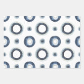 青色金ゴールドの水彩模様 ラッピングペーパーシート (正面3)