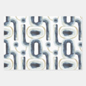 青色金ゴールドの水彩模様 ラッピングペーパーシート (正面2)