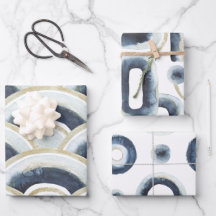 青色金ゴールドの水彩模様