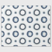 青色金ゴールドの水彩模様 ラッピングペーパー (フラット)