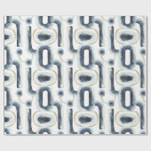 青色金ゴールドの水彩模様 ラッピングペーパー (フラット)