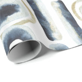 青色金ゴールドの水彩模様 ラッピングペーパー (ロールコーナー)