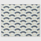 青色金ゴールドの水彩模様 ラッピングペーパー (フラット)