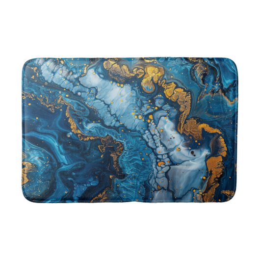 青色金ゴールドアクリルかわいらし系注水液 バスマット (正面)