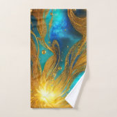 青色金ゴールドエレガント金ゴールドバースト浴室用タオルセット バスタオルセット (ハンドタオル)