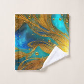 青色金ゴールドエレガント金ゴールドバースト浴室用タオルセット バスタオルセット (ウォッシュタオル)