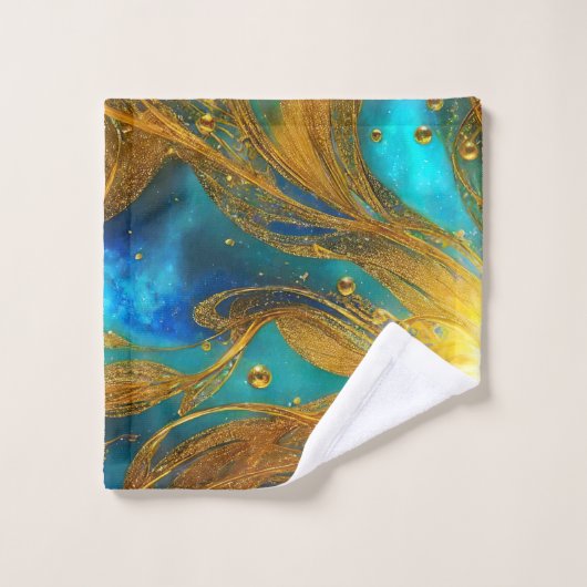 青色金ゴールドエレガント金ゴールドバースト浴室用タオルセット バスタオルセット (ウォッシュタオル)