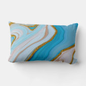 青色金ゴールドグリッター抽象芸術腰枕 ランバークッション (裏面)