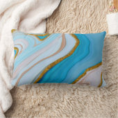 青色金ゴールドグリッター抽象芸術腰枕 ランバークッション (ブランケット)