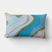 青色金ゴールドグリッター抽象芸術腰枕 ランバークッション (正面)