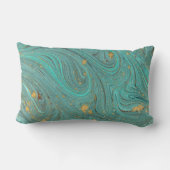 青色金ゴールドグリッター抽象芸術腰枕 ランバークッション (裏面)