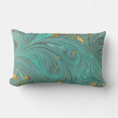 青色金ゴールドグリッター抽象芸術腰枕 ランバークッション (正面)
