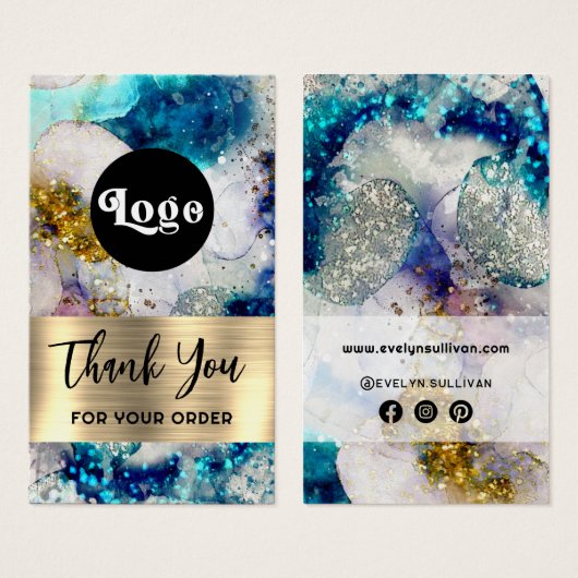 青色金ゴールドグリッター水カラーパッケージの挿入 (正面&裏面)