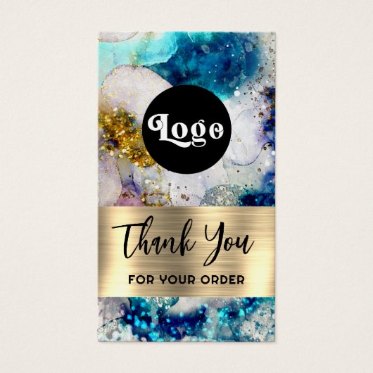 青色金ゴールドグリッター水カラーパッケージの挿入 (正面)