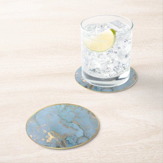 青色金ゴールドフェイクアゼーター ラウンドペーパーコースター (インサイチュ)