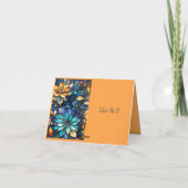 青色金ゴールドフローラステンドグラスエレガントテーブルカード サンキューカード (裏面)