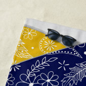 青色金ゴールドボーホフローラ羽模様バレーボール ビーチタオル (インサイチュ)