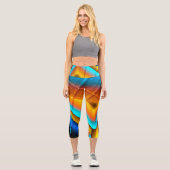 青色金ゴールドメタリックパターン33 カプリレギンス (正面)