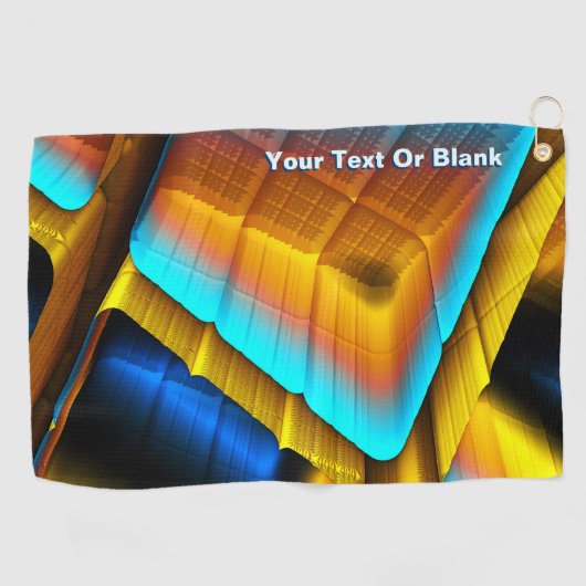 青色金ゴールドメタリックパターン33 ゴルフタオル (横)