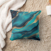 青色金ゴールドメタリック大理石 クッション (ブランケット)