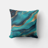 青色金ゴールドメタリック大理石 クッション (正面)