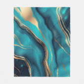 青色金ゴールドメタリック大理石 フリースブランケット (正面)