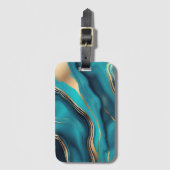 青色金ゴールドメタリック大理石 ラゲッジタグ (正面縦)
