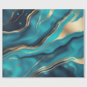 青色金ゴールドメタリック大理石 ラッピングペーパー (フラット)