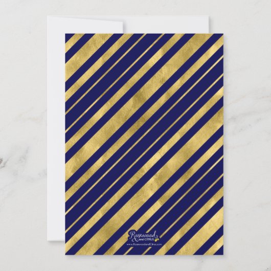 青色金ゴールド幾何学写真卒業のお知らせ 案内状 (裏面)