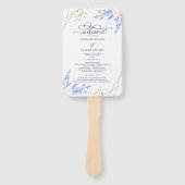 青色金ゴールド幾何学的ピンク色フローラ結婚式 プログラム ハンドファン (正面)