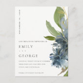 青色金ゴールド緑色フローラ水色保存日付 案内ポストカード (正面)
