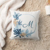 青色金ゴールド花単眼枕 クッション (ブランケット)