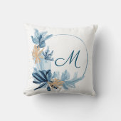 青色金ゴールド花単眼枕 クッション (正面)