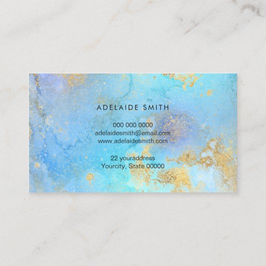 青色金ゴールド芸術的抽象芸術 名刺 (裏面)