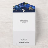 青色銀金ゴールドバラエレガントバタフライ オールインワン招待状 (外側)