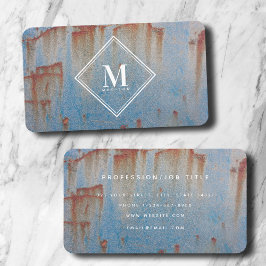 青色錆メタリック質感モノグラムイニシャル 名刺