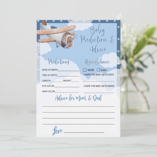 青色飛行機ベビー予測及びアドバイスカードボーイ 招待状 (スタンド正面)