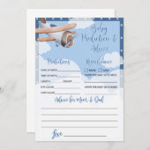 青色飛行機ベビー予測及びアドバイスカードボーイ 招待状 (正面/裏面)