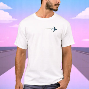 青色飛行機飛んでいる飛行機。パイロット贈与 Tシャツ