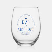 青色骨障害医学校卒業 ステムなしワイングラス (正面)