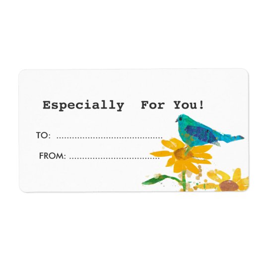 青色鳥付きギフトラベル ラベル (正面)